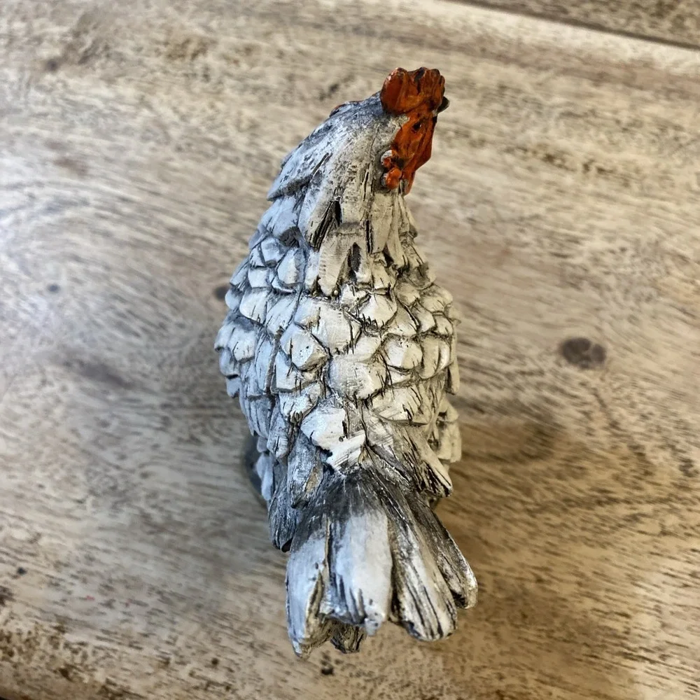 Adorable Shelf Sitter Chicken Decorative Handcrafted, Resin Farmhouse